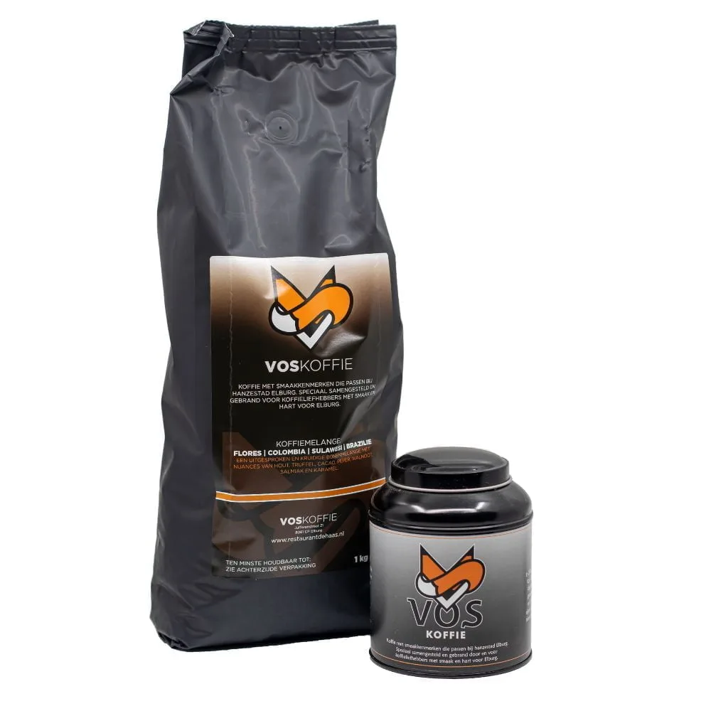 Blik koffiebonen - Vos Koffie - 200 gr