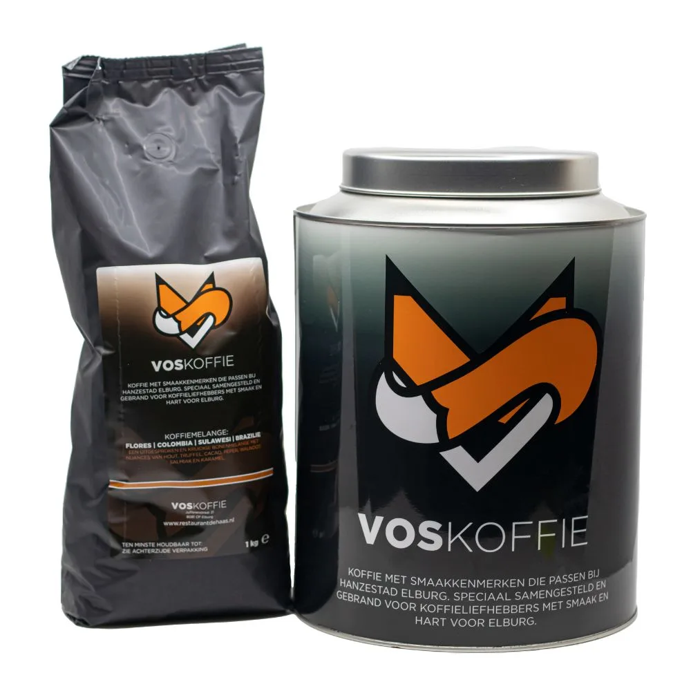 Blik XL koffiebonen - Vos Koffie - 1 kg